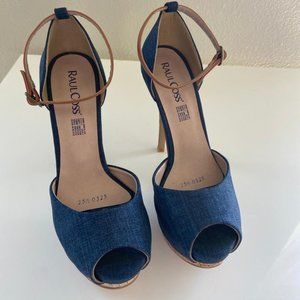 Denim Like Peep-Toe Stilettos